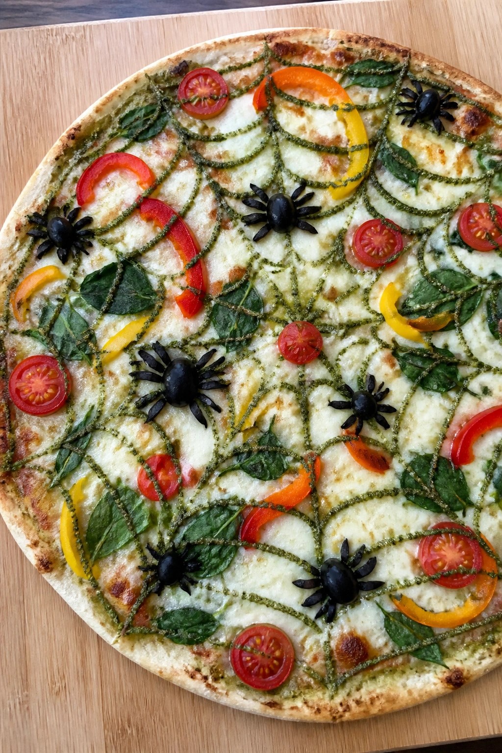 Spider Web Pesto Veggie Pizza