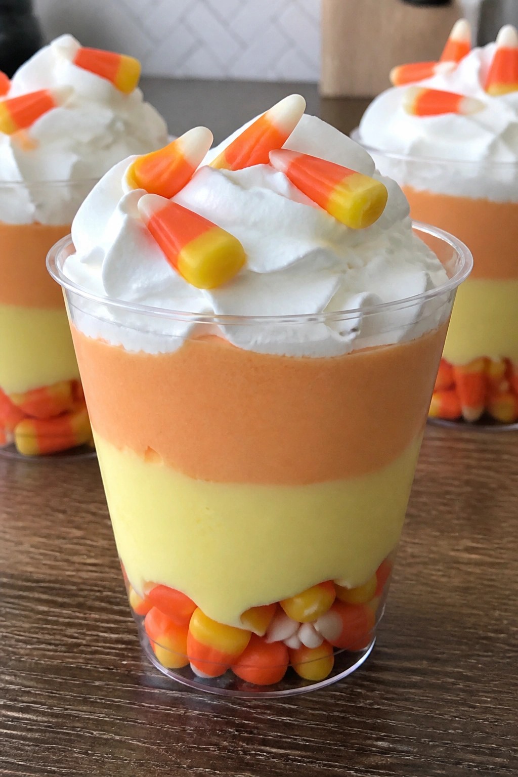 Layered Candy Corn Parfait Cups