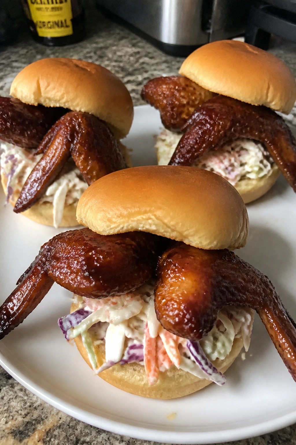 Bat-Winged BBQ Chicken Sliders on Brioche Buns