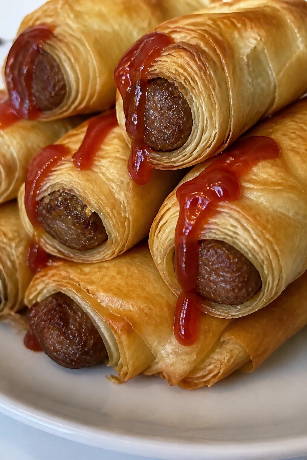 Bloody Sausage Phyllo Rolls