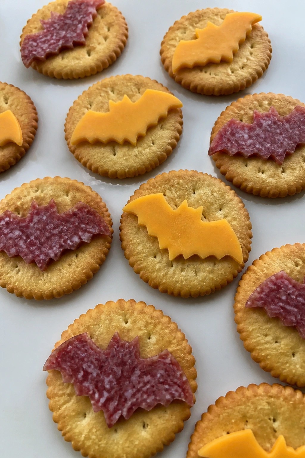 Bat-Shaped Salami and Cheese Crackers