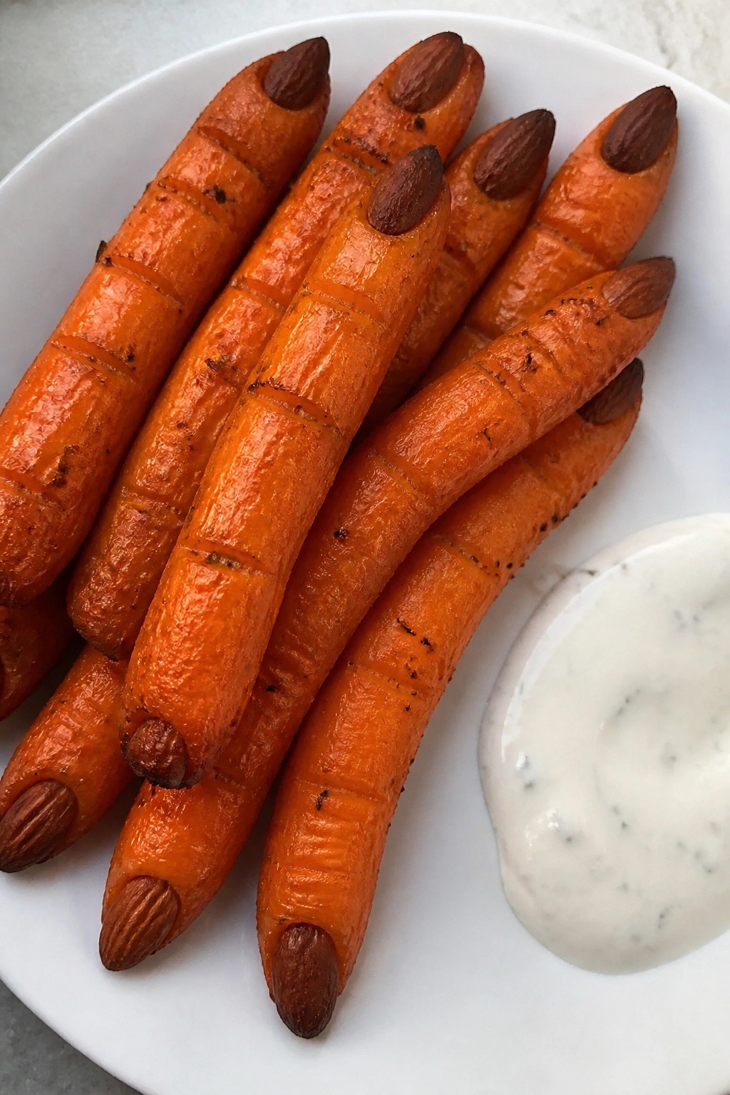 Roasted Carrot Witch Fingers with Ranch