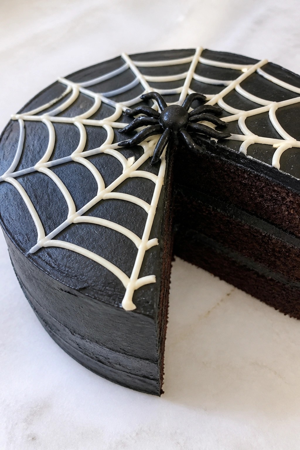 Black Widow Spiderweb Chocolate Layer Cake