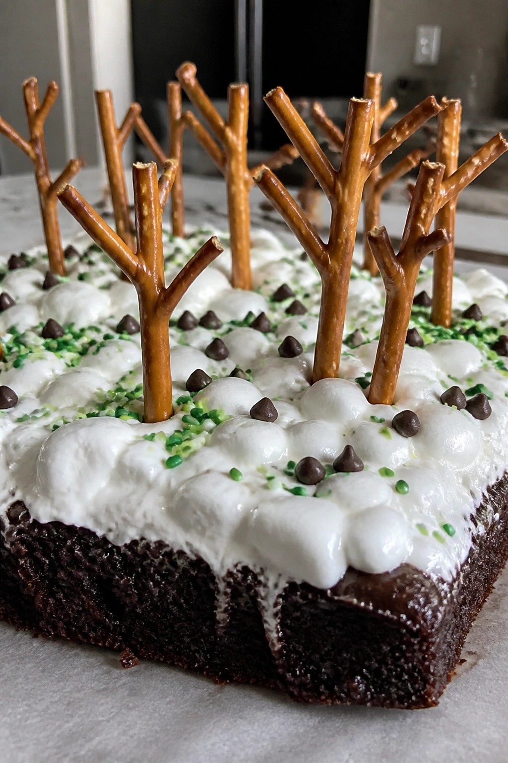 Foggy Marshmallow Horror Forest Cake