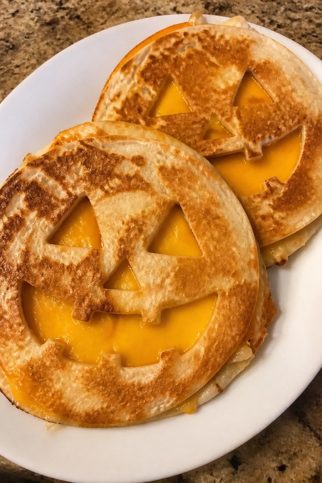 Jack-O’-Lantern Cheese Quesadillas