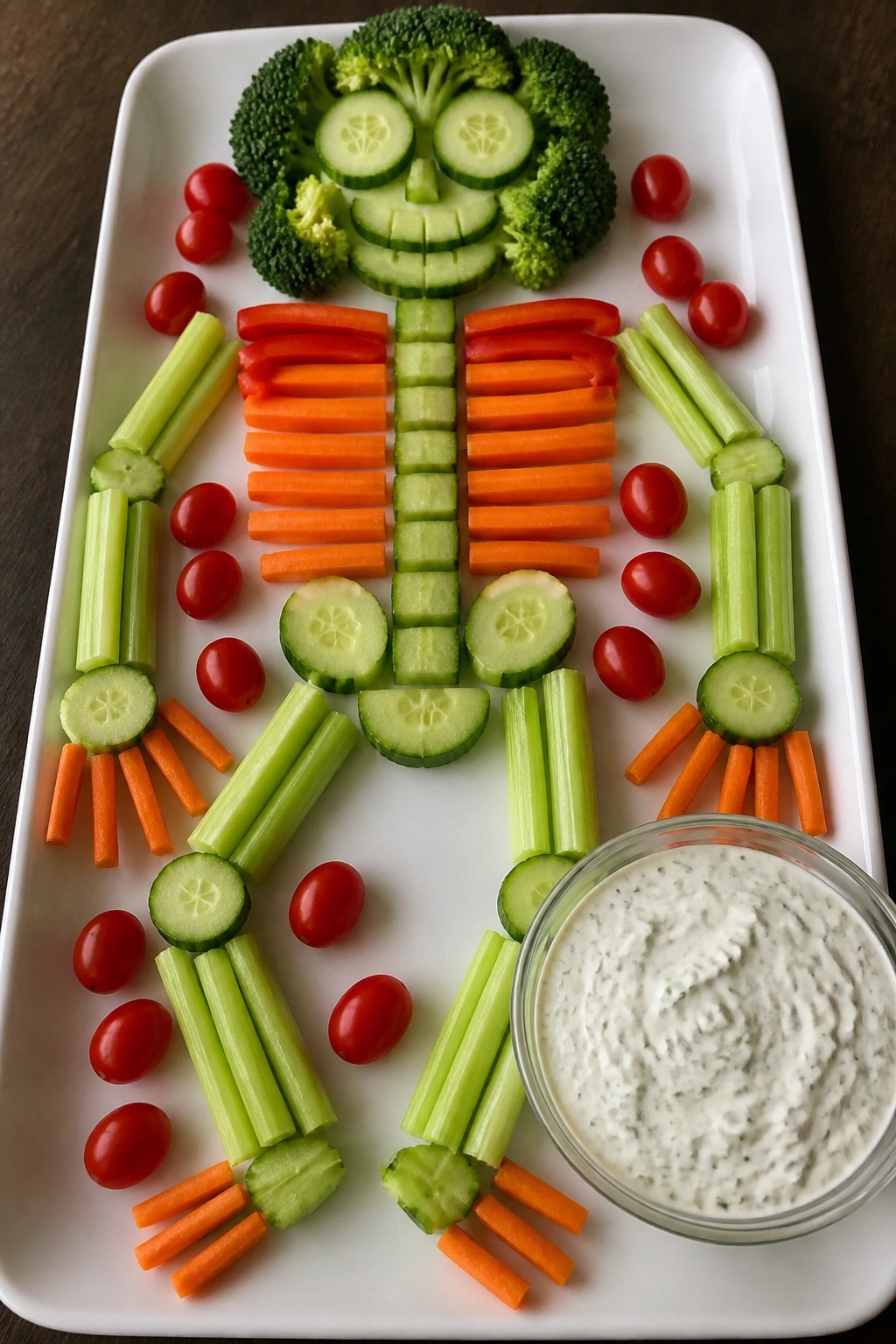 Skeleton Crudité Platter with Ranch