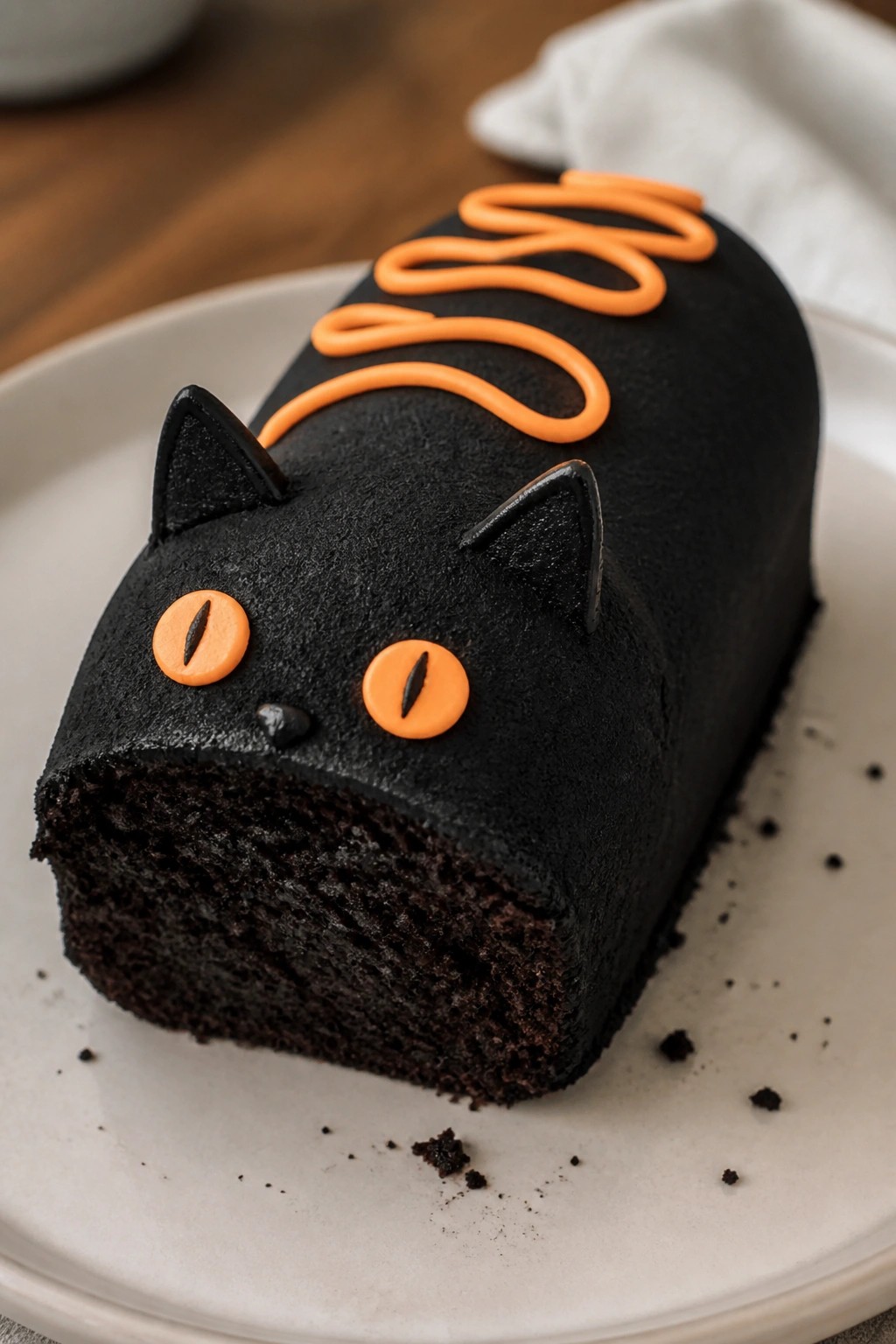 Black Cat Black Cocoa Cake with Orange Accents