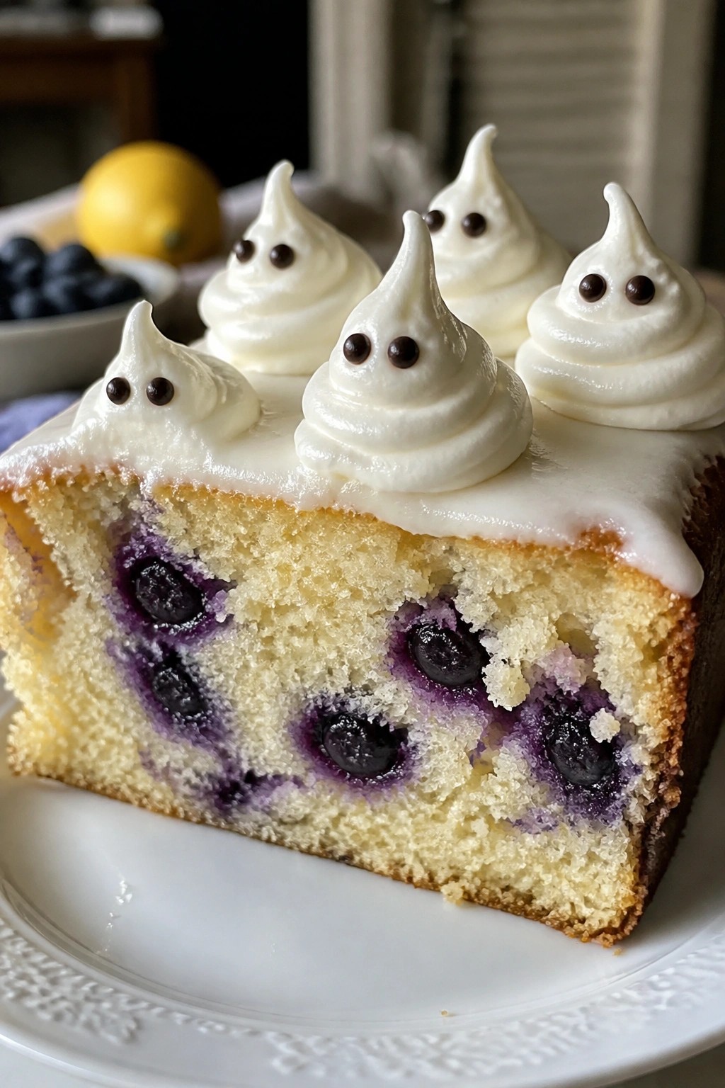 Boo Berry Lemon Cake with Ghost Toppers