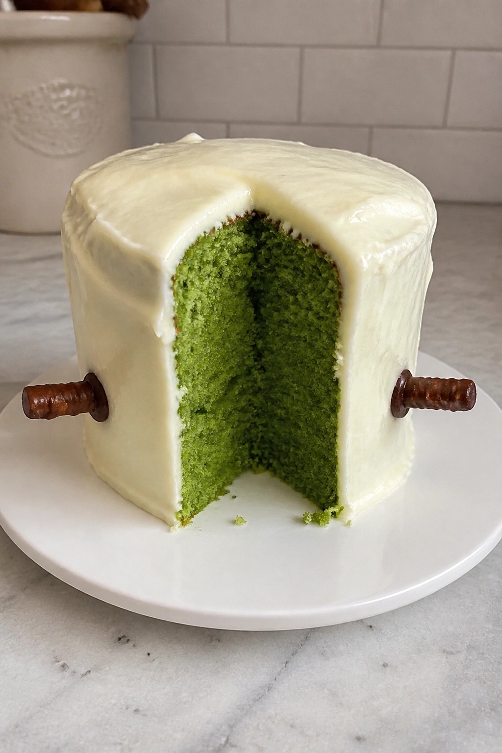 Frankenstein Green Velvet Cake with Bolt Details