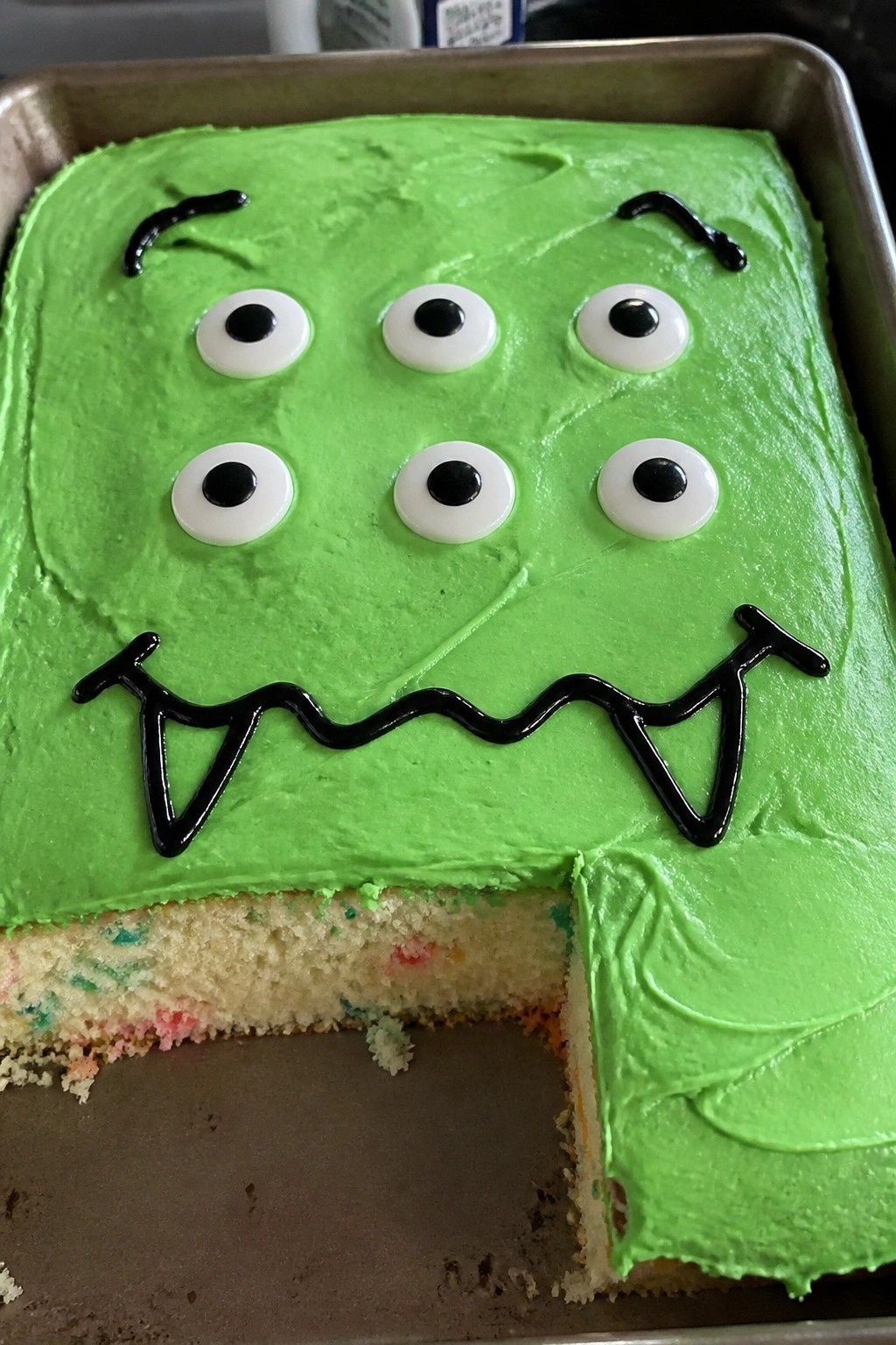 Friendly Monster Funfetti Sheet Cake