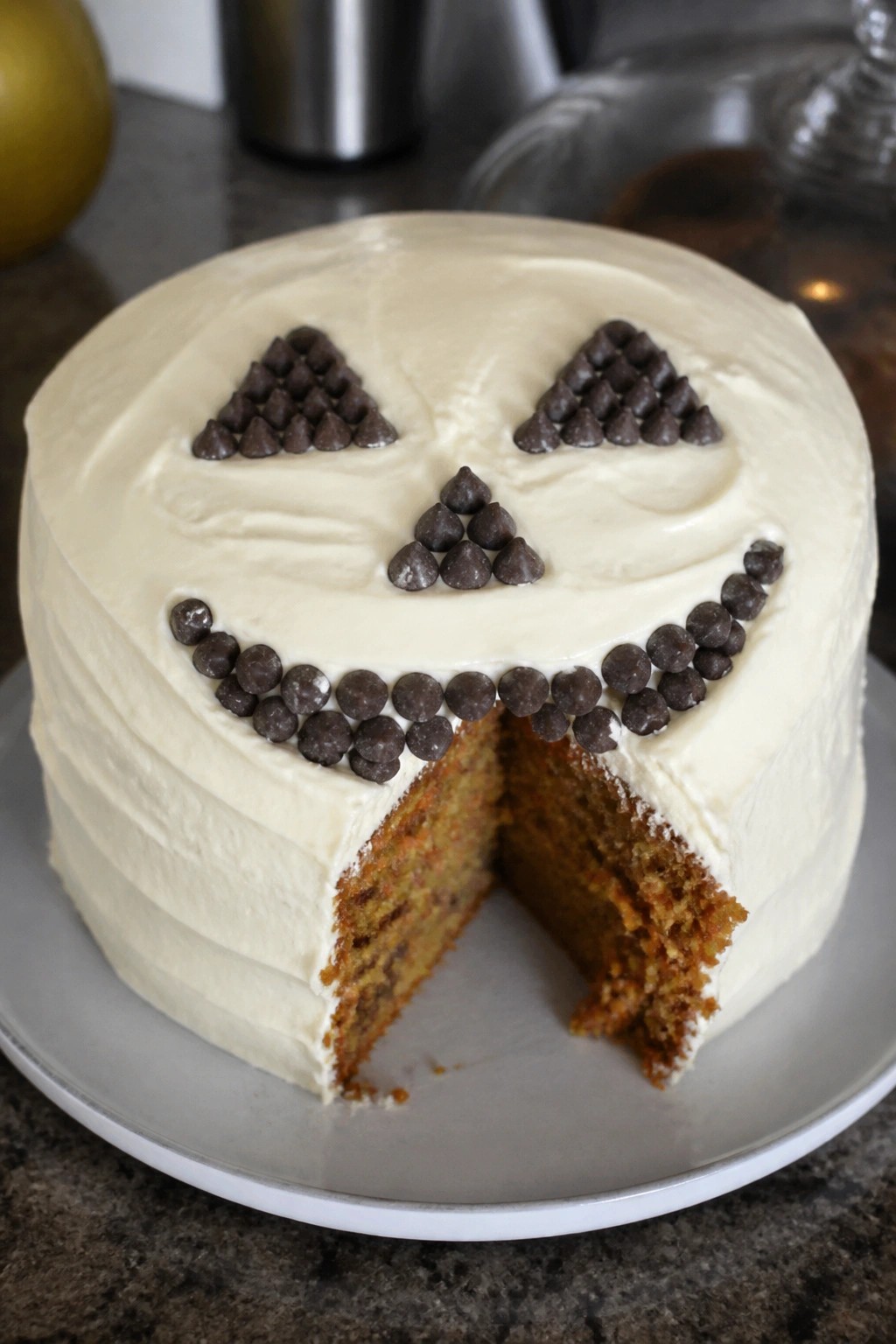 Jack-o'-Lantern Carrot Cake with Cream Cheese Frosting