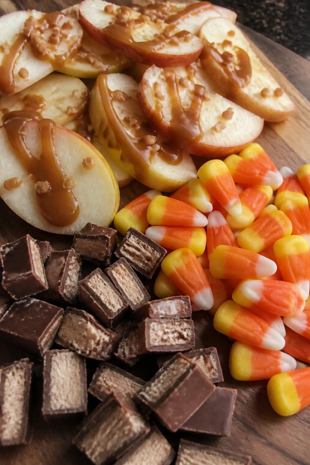 Caramel Apple and Toffee Drizzle Board