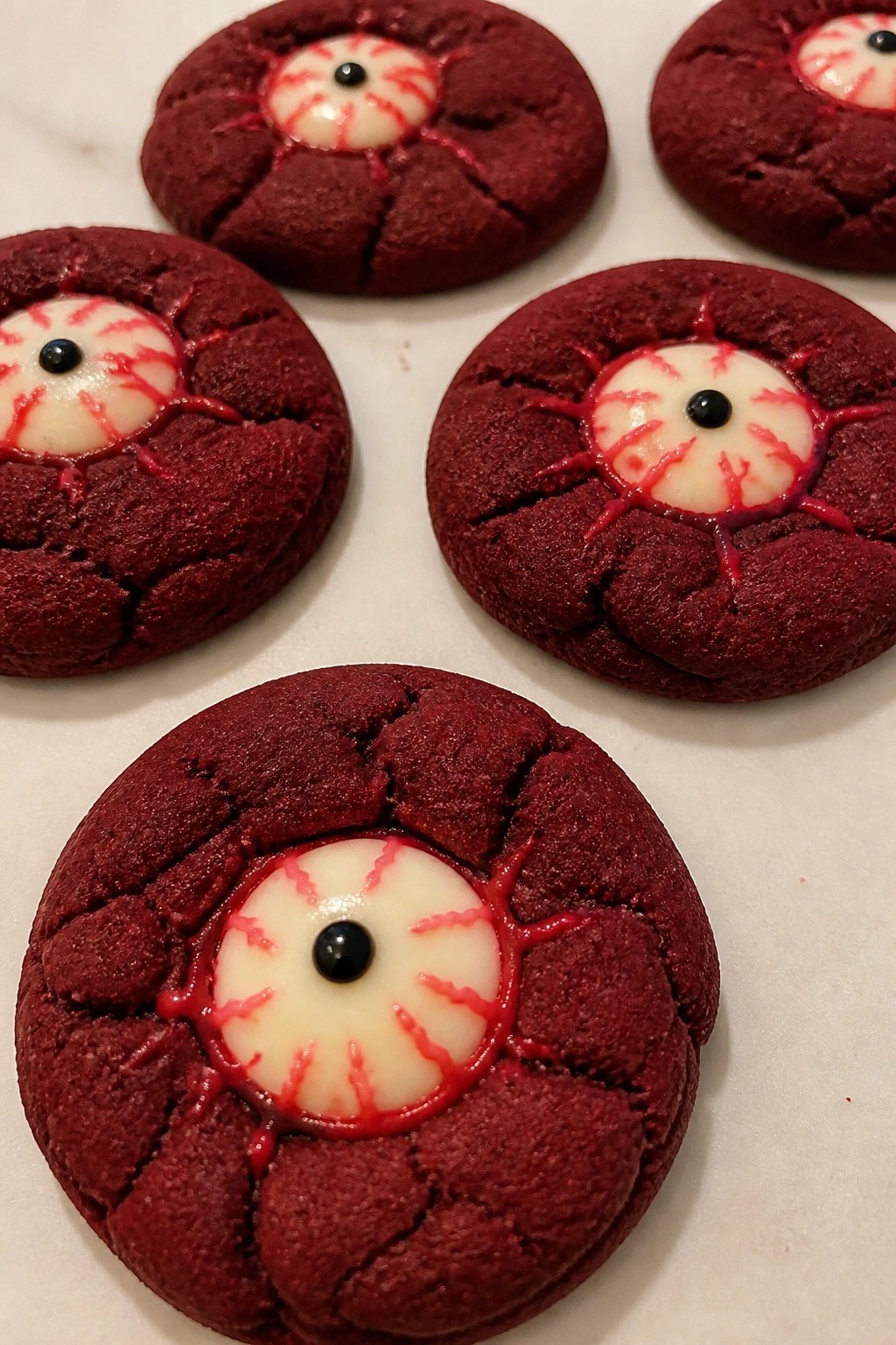 Bloodshot Red Velvet Eyeball Cookies