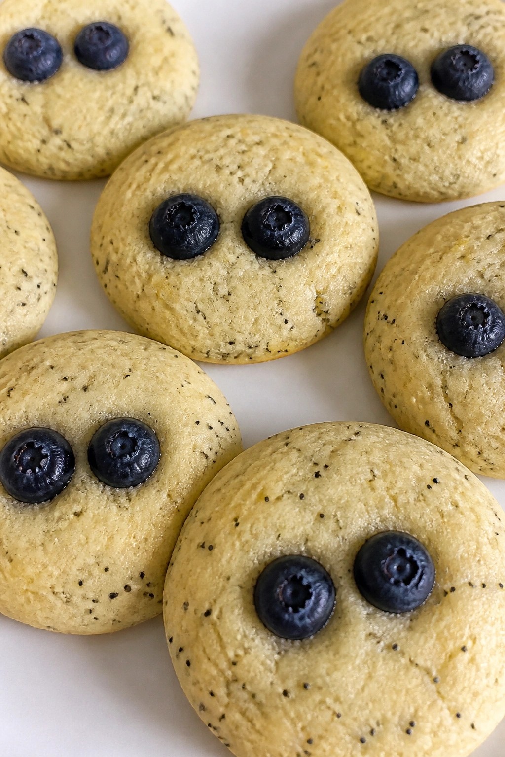 Lemon Poppy Seed Cookies with Blueberry Eye Designs