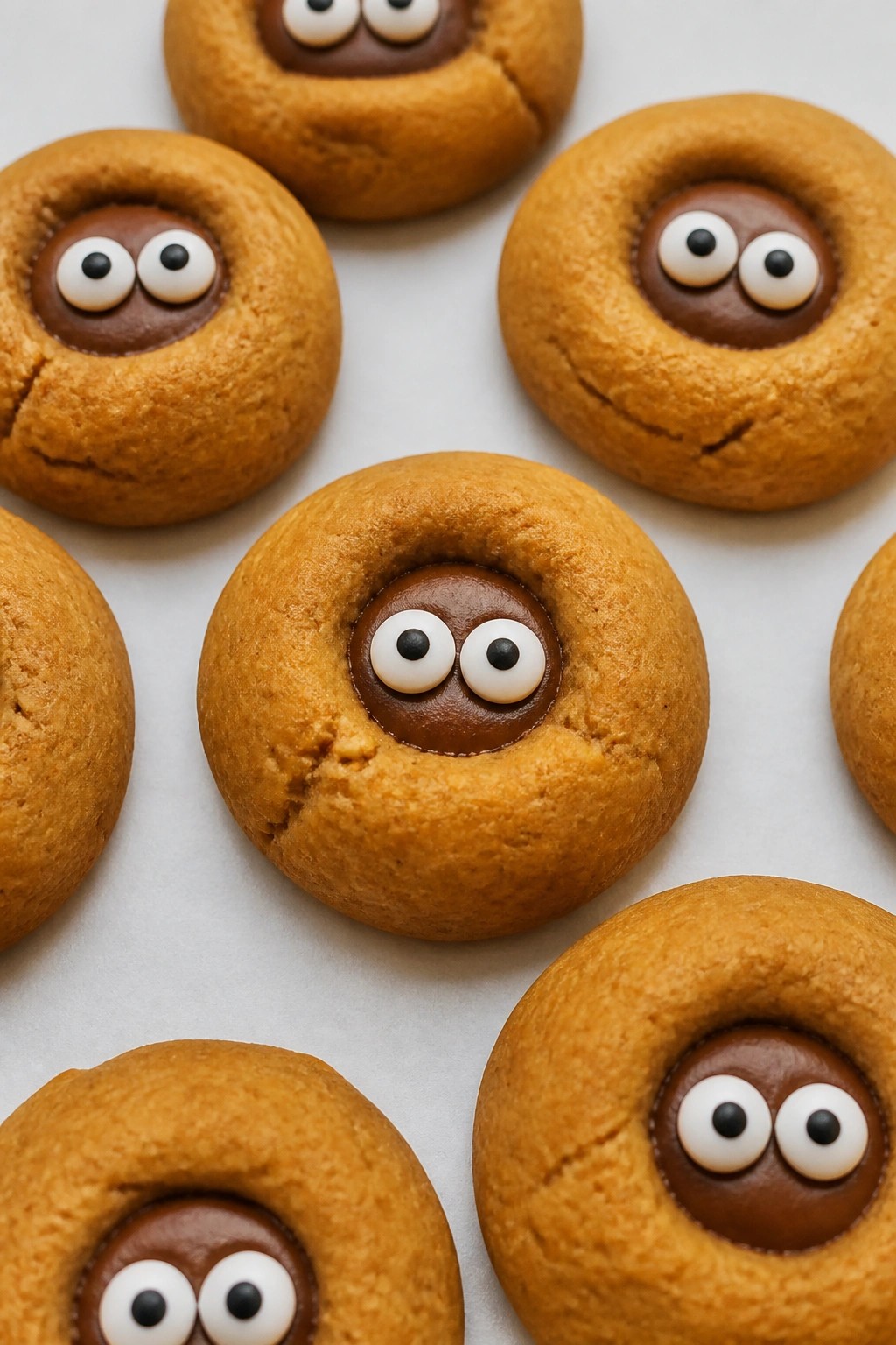 Pumpkin Spice Thumbprint Cookies with Candy Eye Centers