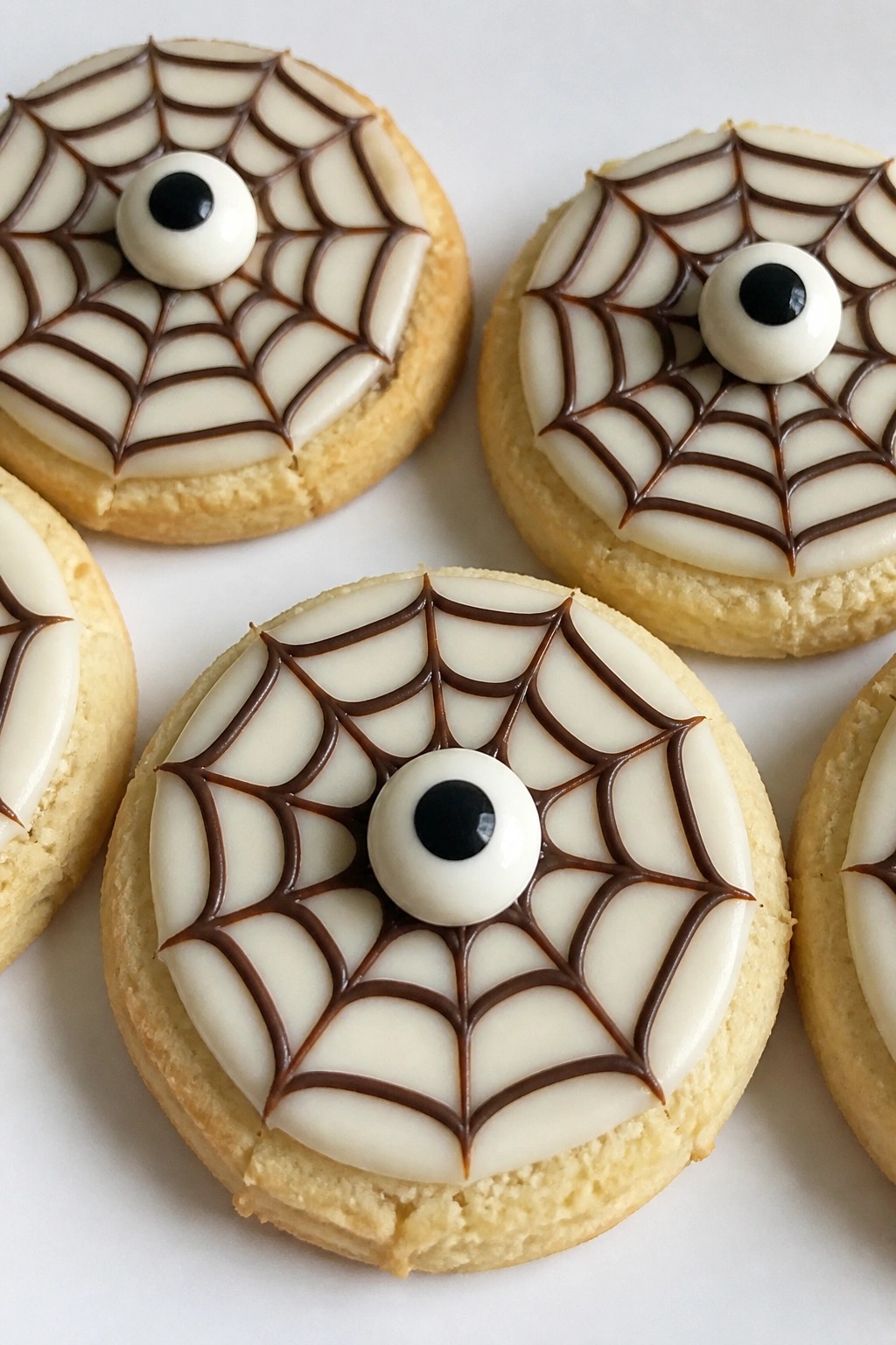 Spiderweb Shortbread Cookies with Central Staring Eyeballs