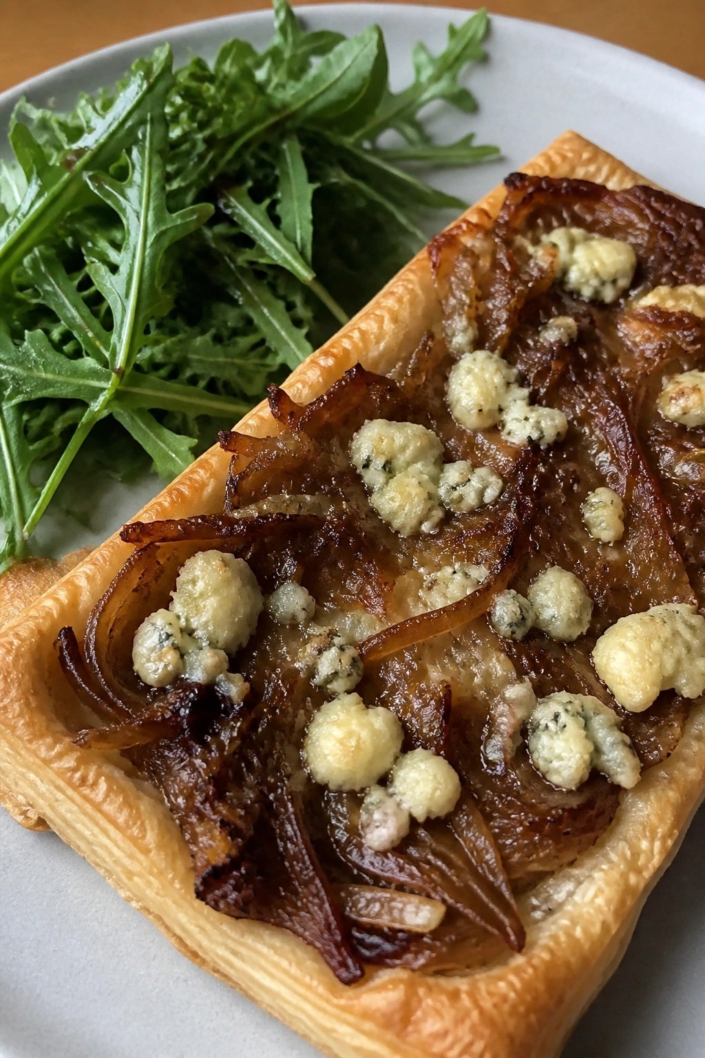 Caramelized Onion and Gorgonzola Tart with Arugula Salad