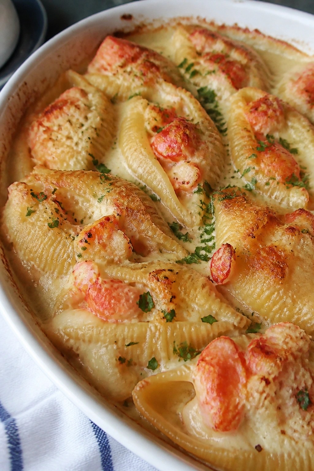 Lobster and Gruyère Stuffed Shells in Sherry Cream Sauce
