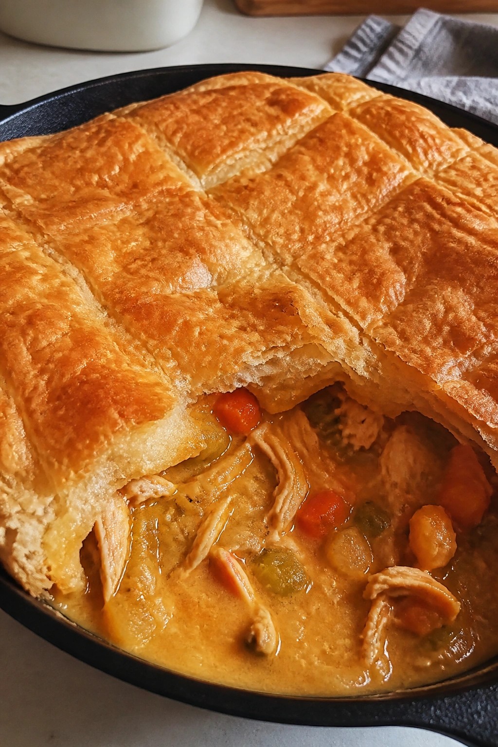 Pumpkin and Truffle Chicken Pot Pie with Flaky Pastry