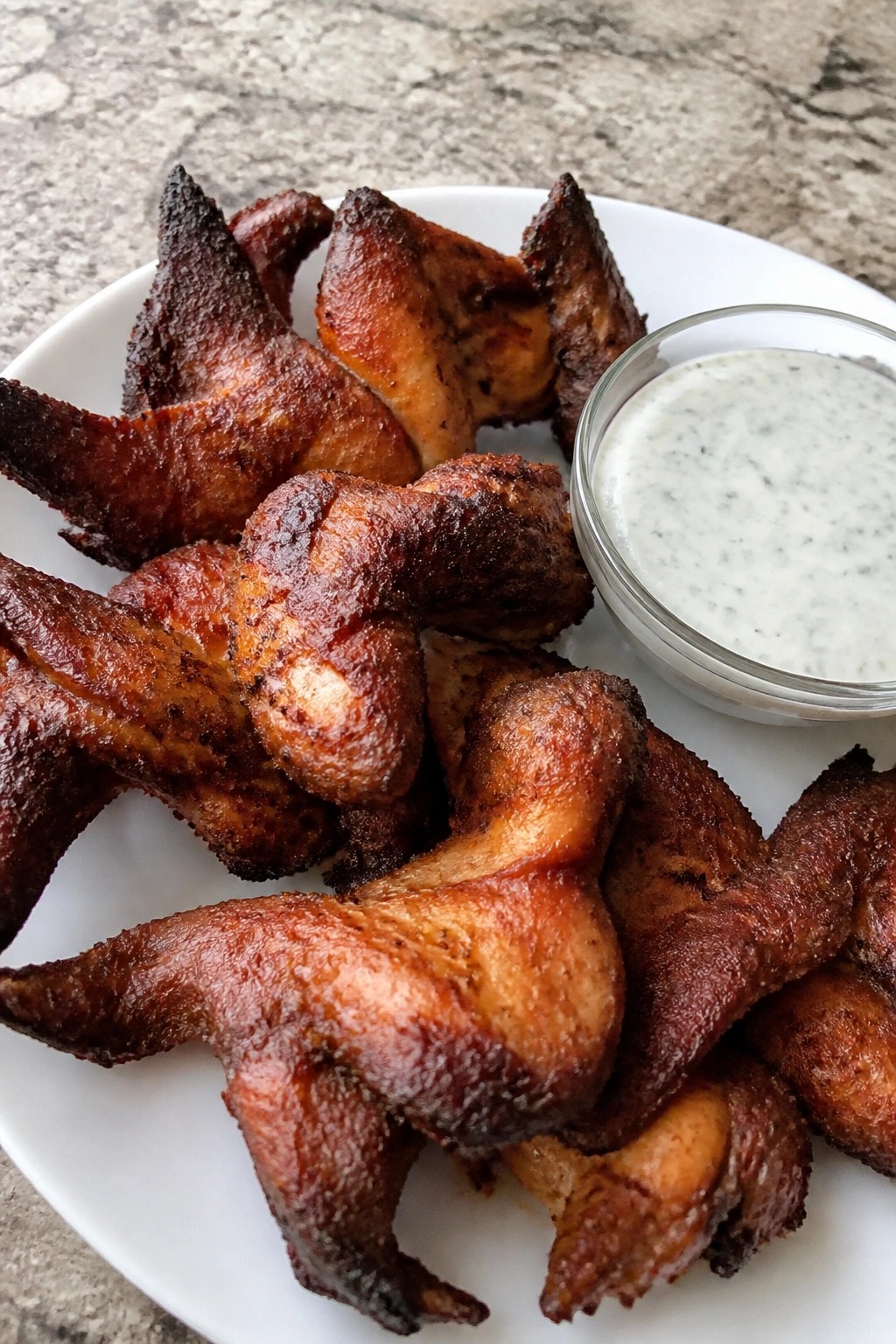 Bat Wing Crispy Chicken Wings with Ranch Dip