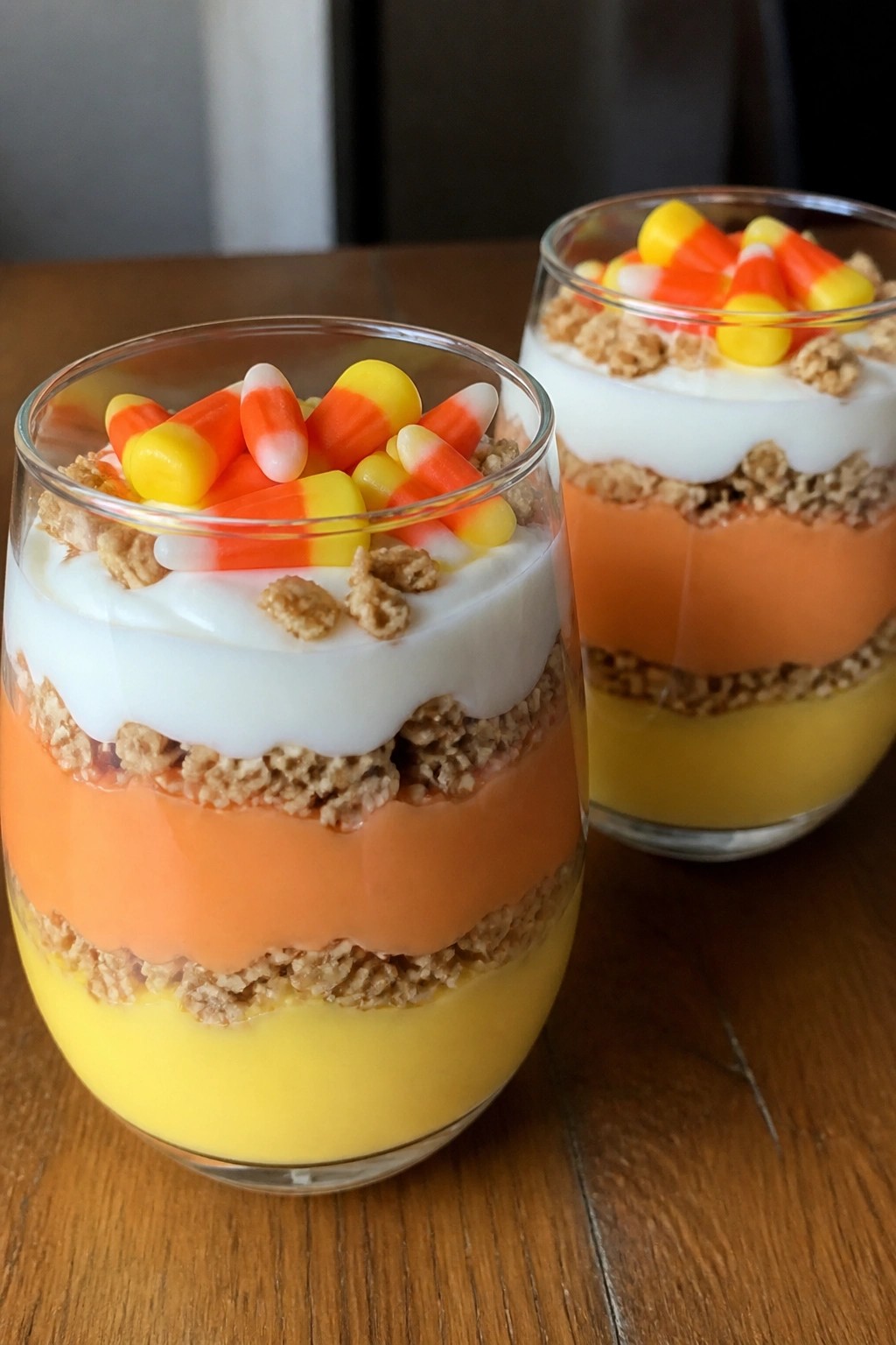 Candy Corn Layered Yogurt Parfaits with Granola