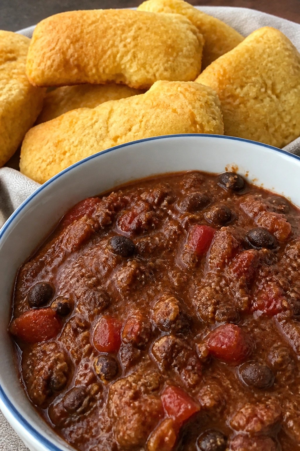 Witch's Cauldron Beef Chili with Cornbread Dippers