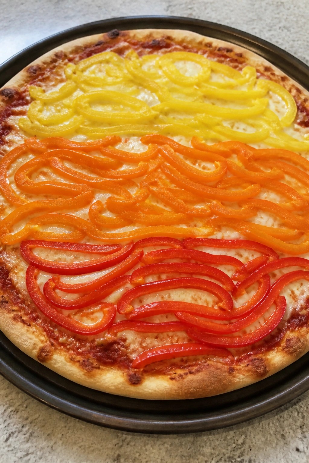 Candy Corn Bell Pepper Trio Pizza