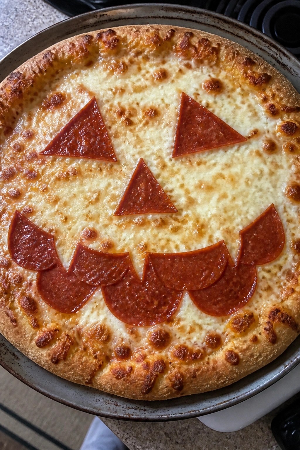 Jack-o'-Lantern Pepperoni Pizza