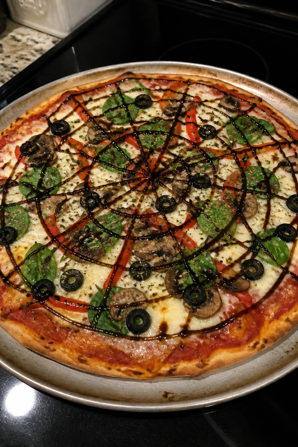 Spider Web Balsamic Veggie Pizza