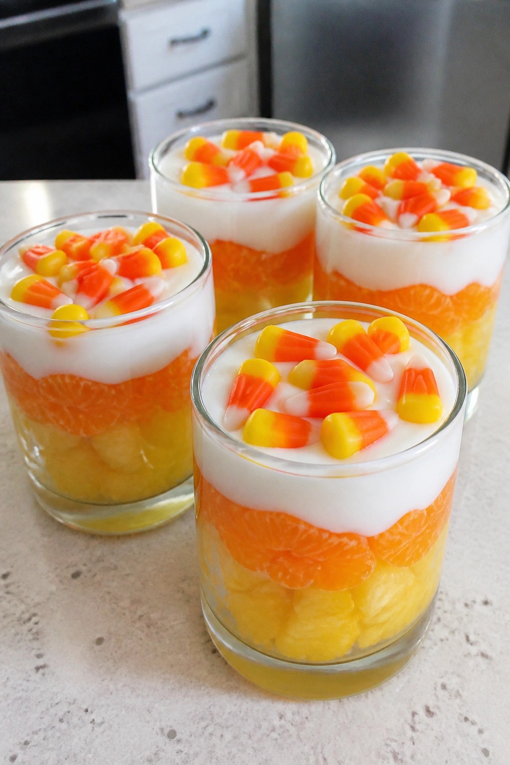 Candy Corn Fruit and Yogurt Parfaits