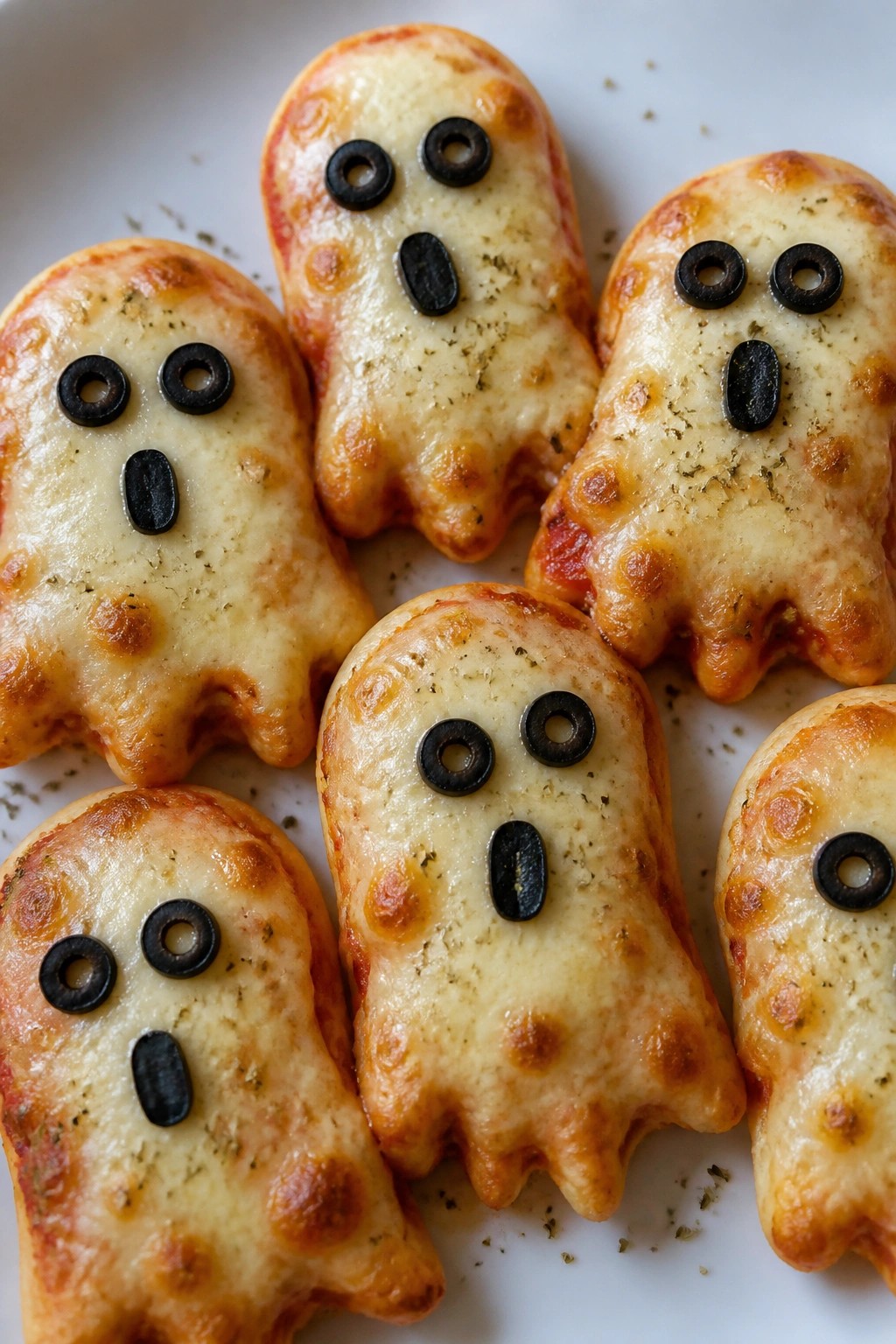 Ghost-Shaped Cheesy Pizza Bites