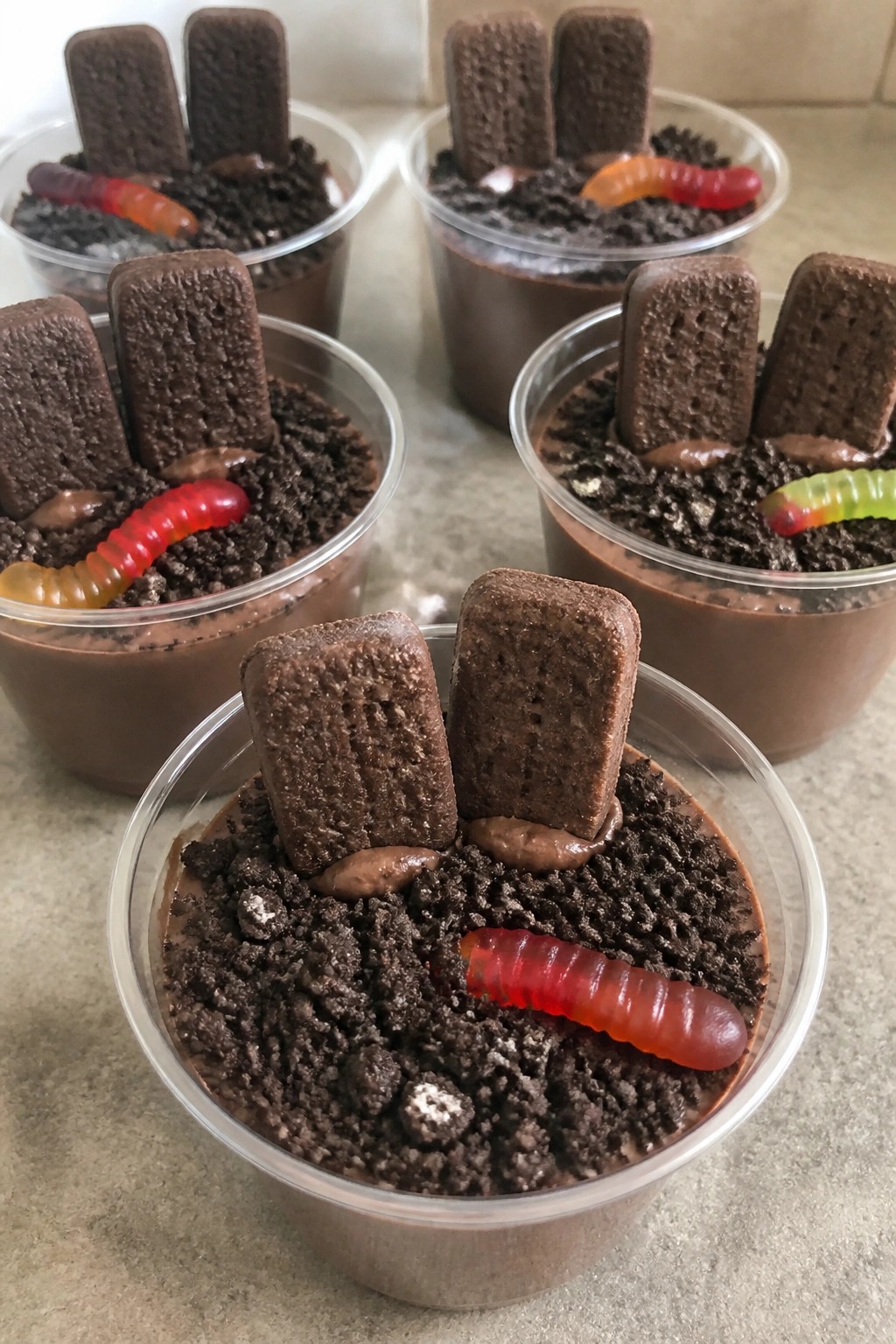 Graveyard Chocolate Pudding Cups