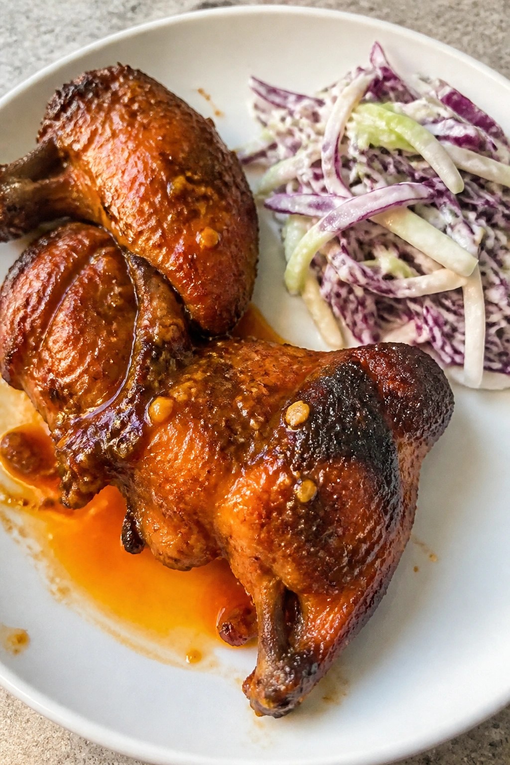 Bat Wing Buffalo Chicken Thighs with Celery Slaw