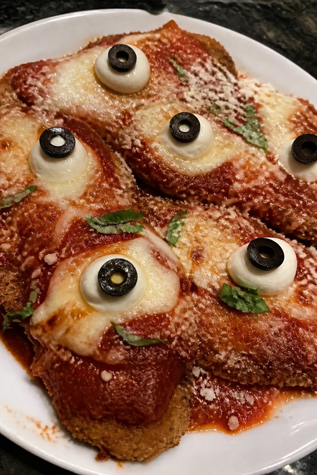 Bloody Eyeball Caprese Chicken Parmesan