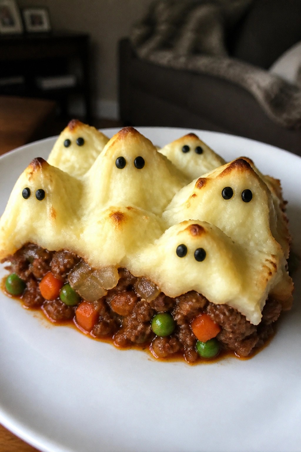 Ghostly Mashed Potato-Topped Shepherd's Pie
