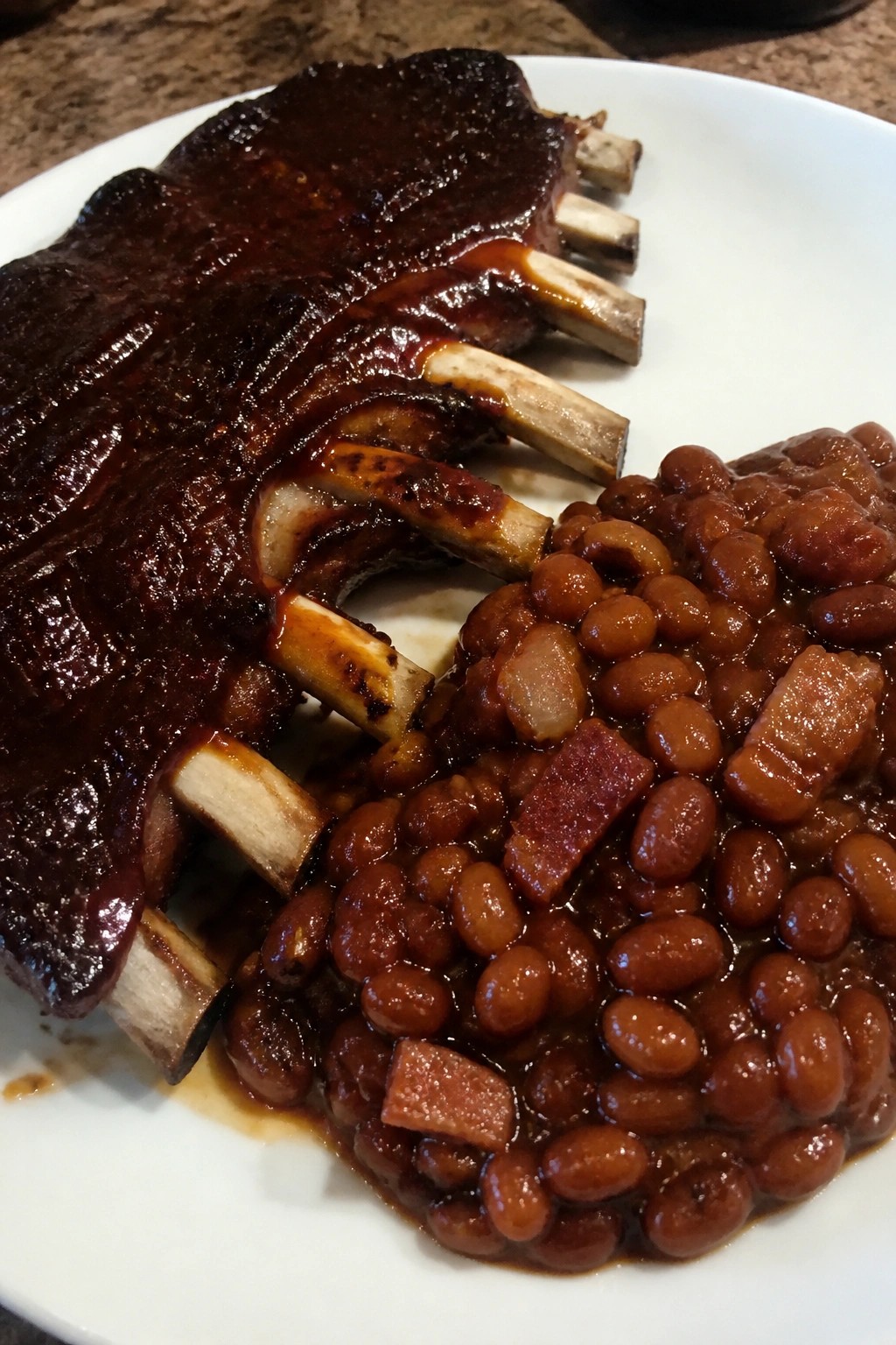 Skeleton Bone-In BBQ Ribs with Graveyard Baked Beans