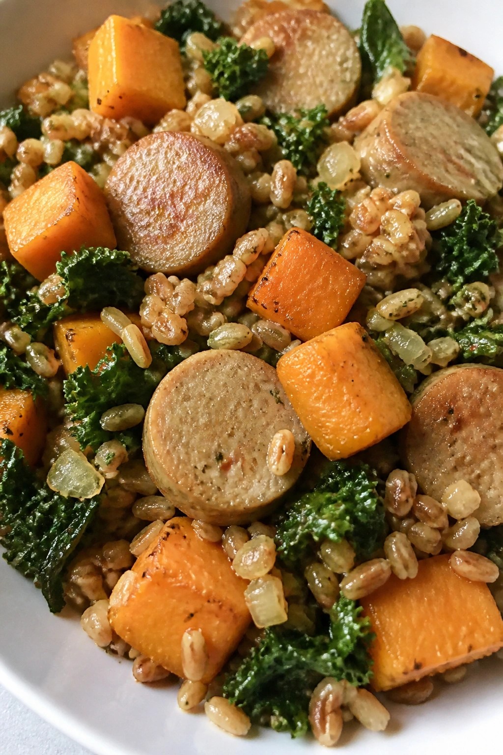 Chicken Apple Sausage and Vegetable Skillet with Farro