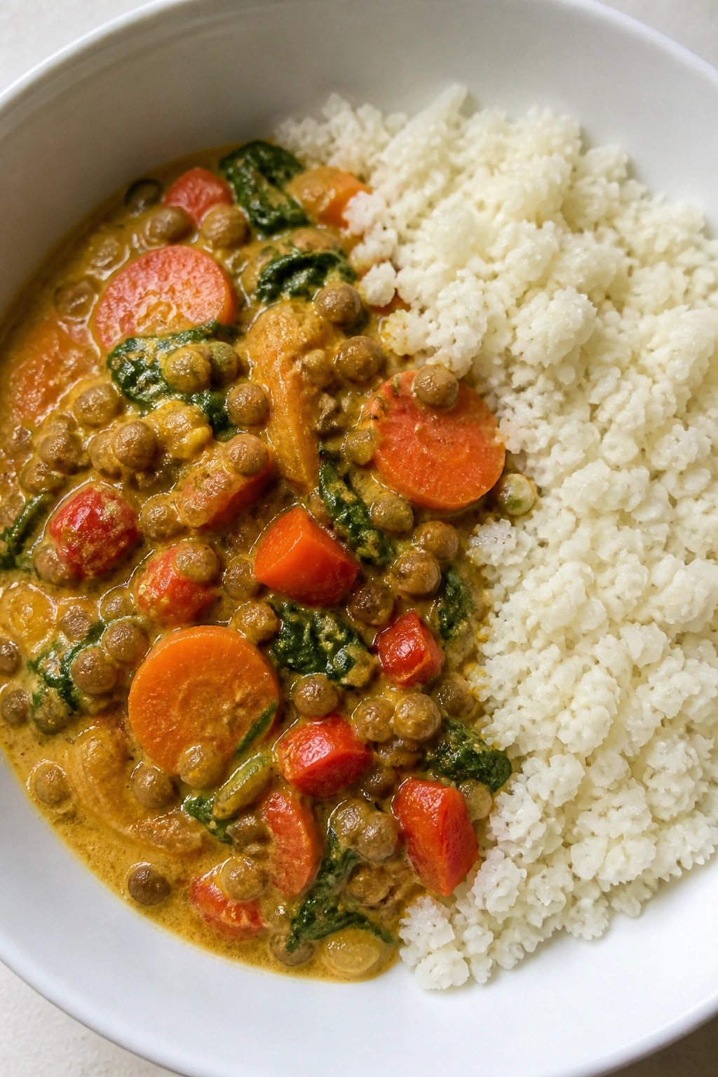 Lentil Vegetable Curry with Cauliflower Rice