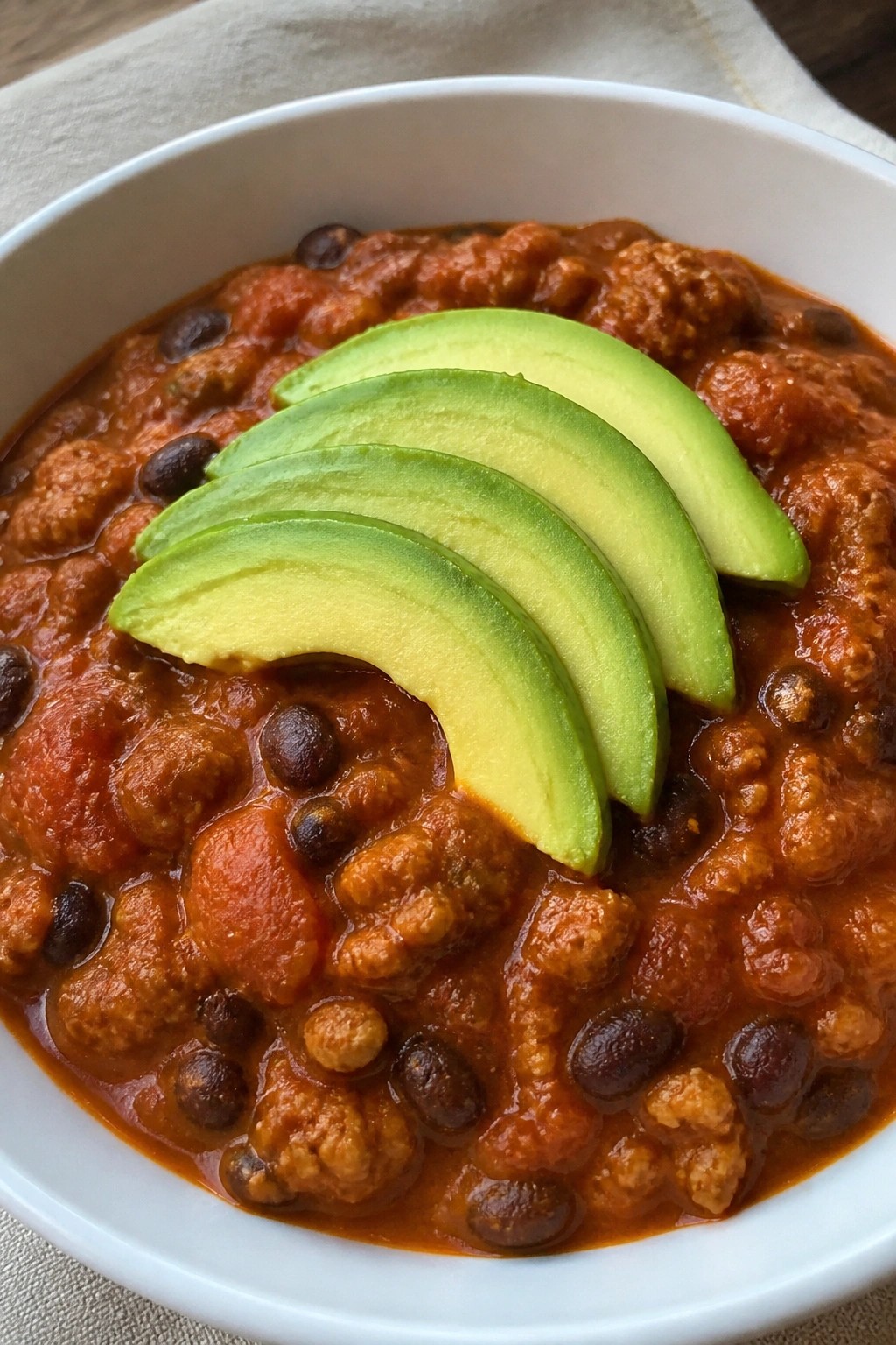 Spiced Pumpkin Turkey Chili with Avocado