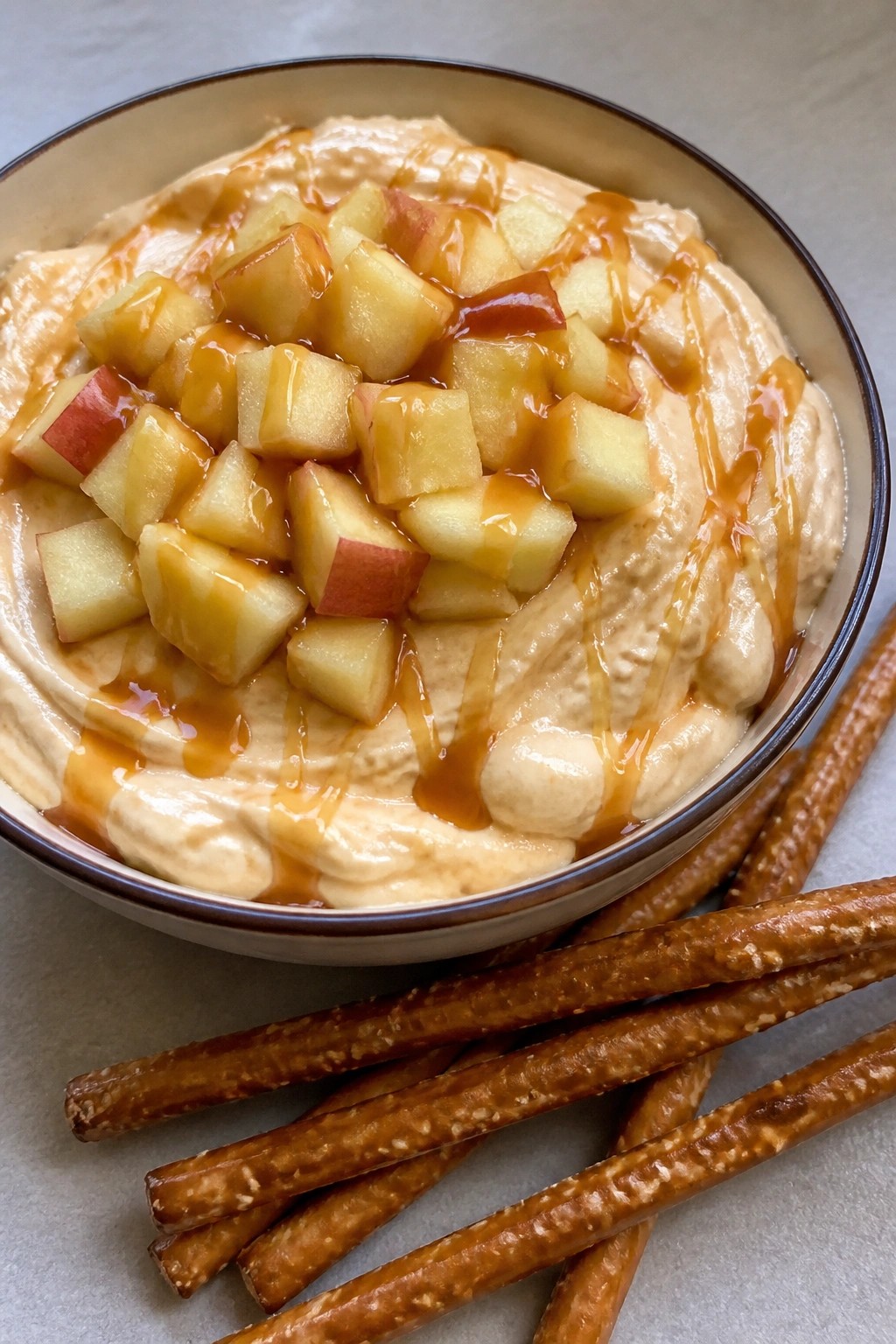 Caramel Apple Dip with Pretzel Rods