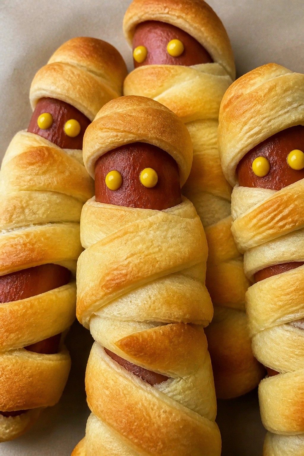 Mummy Hot Dogs with Crescent Rolls