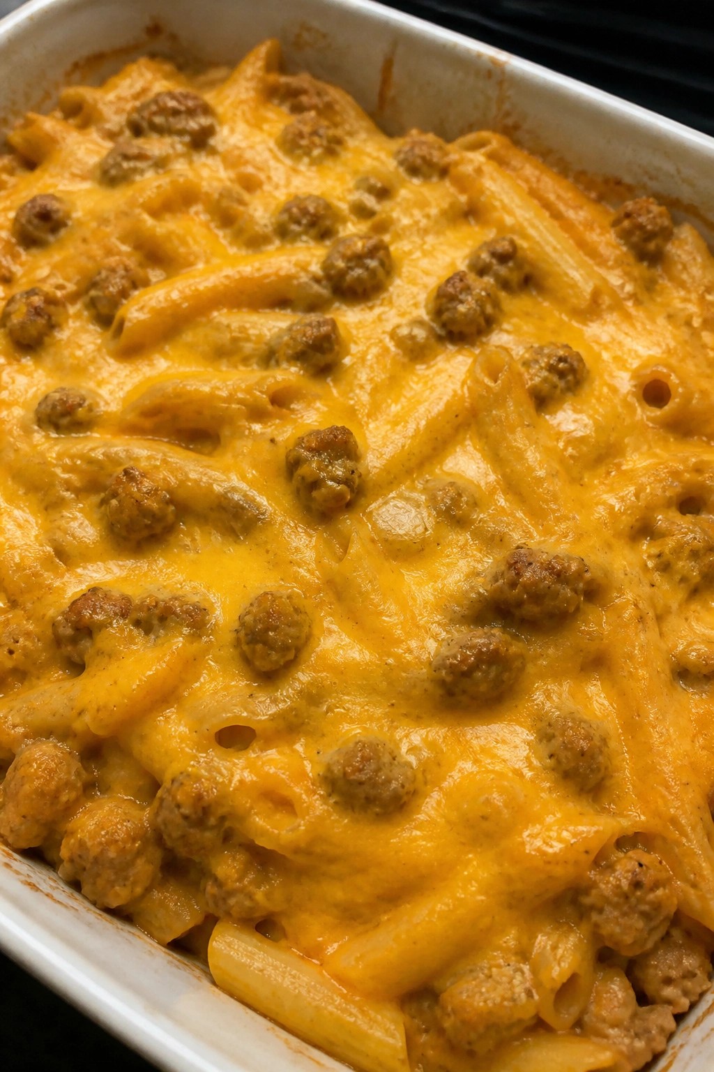 Spooky Sausage and Pumpkin Pasta Bake