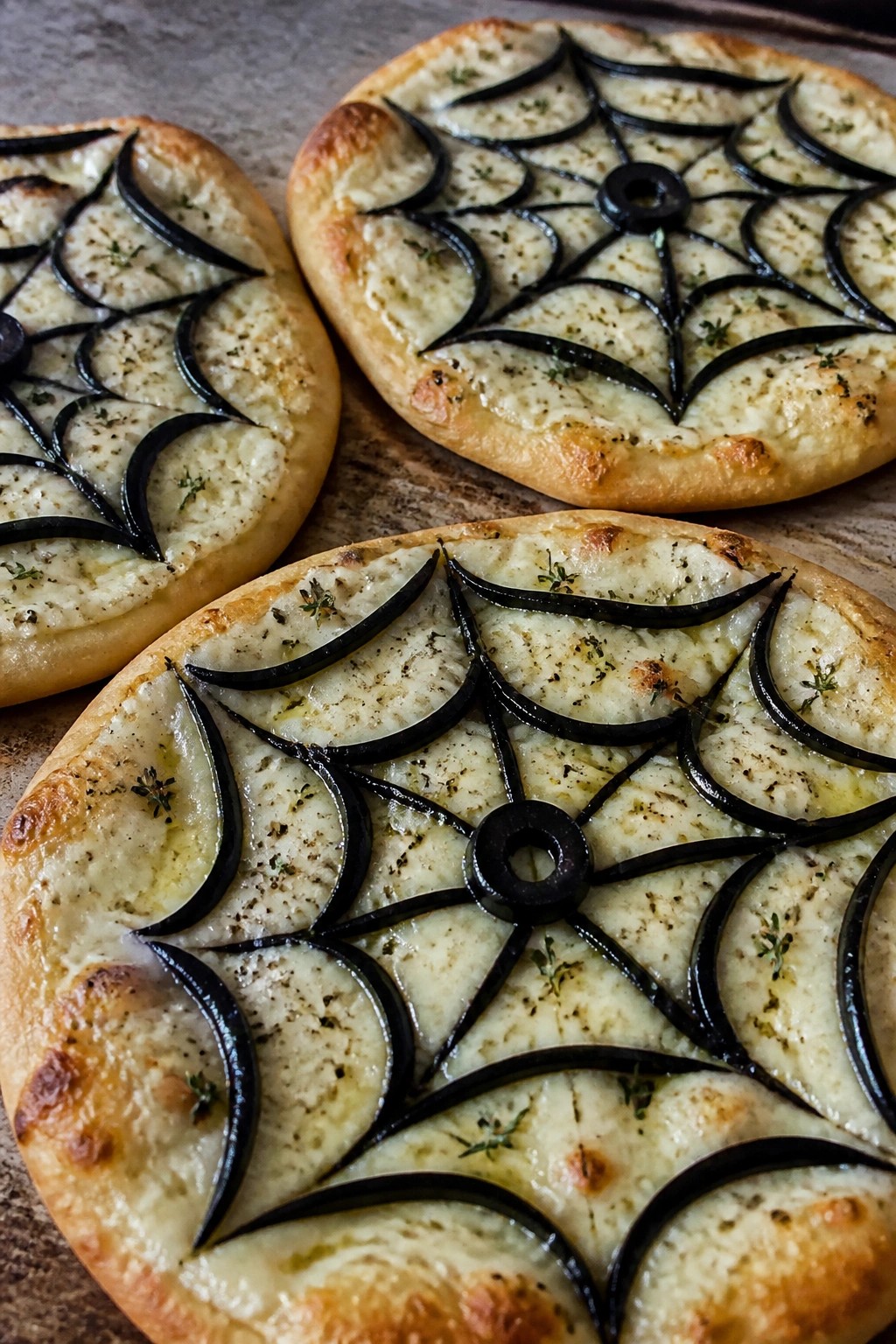 Black Widow Spiderweb Flatbreads with Truffle Oil