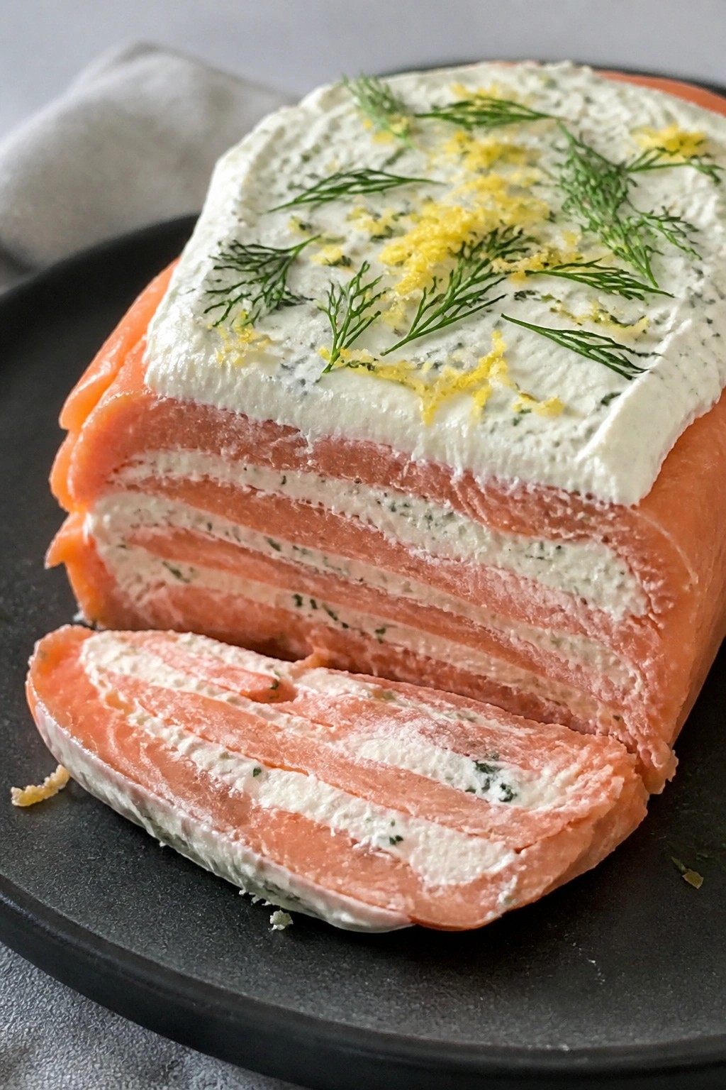 Spectral Smoked Salmon Terrine with Dill Creme Fraiche