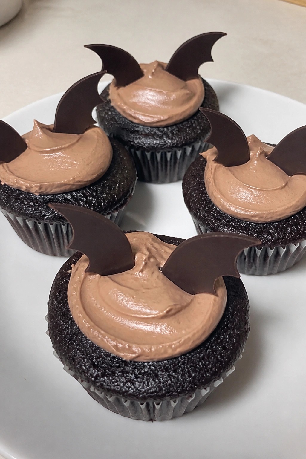 Bat Wing Dark Chocolate Cupcakes