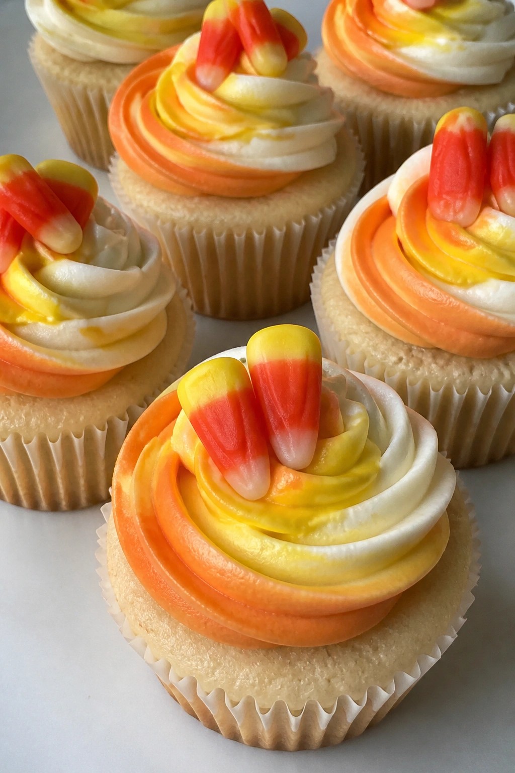 Candy Corn Swirl Cupcakes