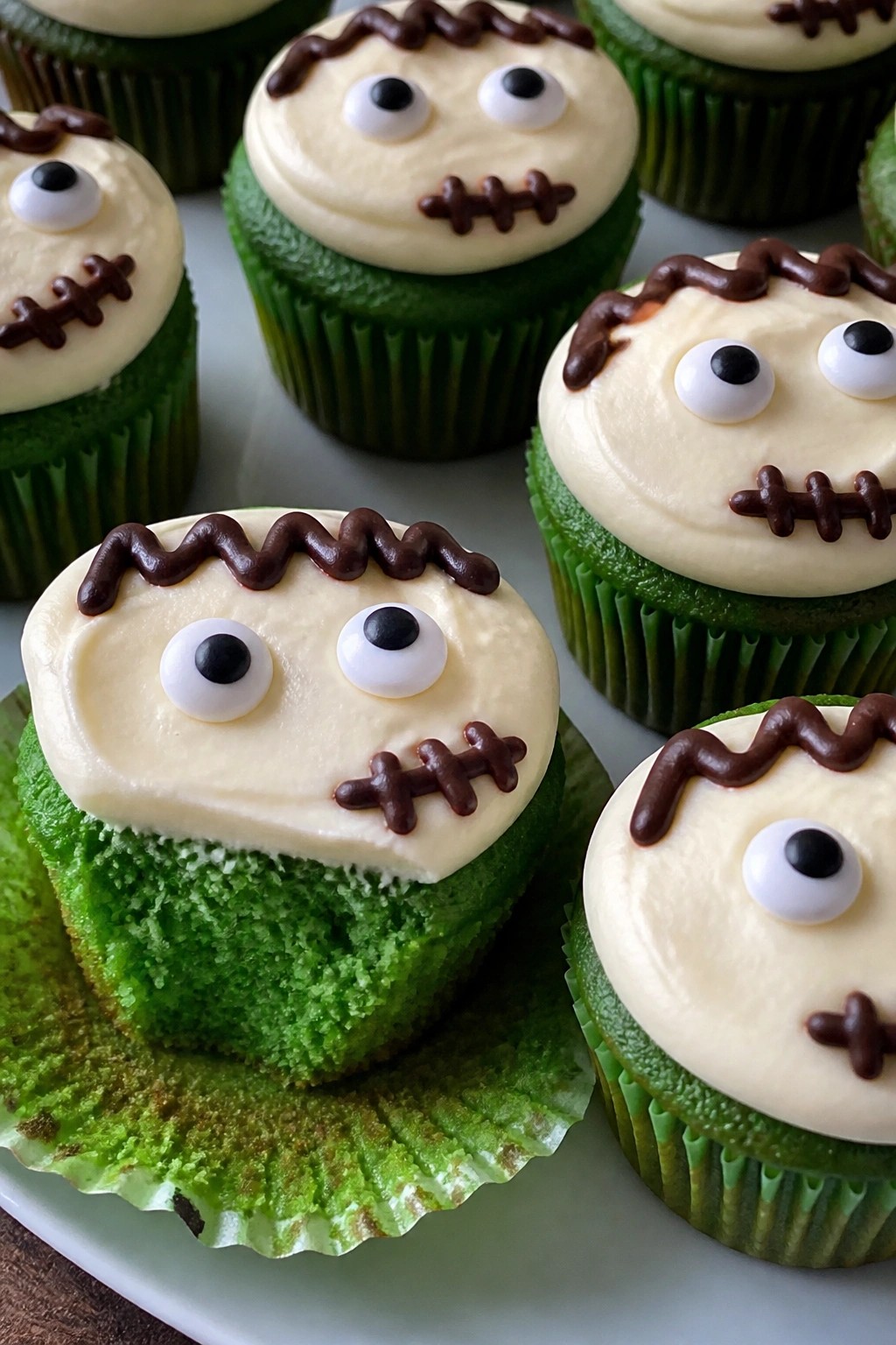 Frankenstein Green Velvet Cupcakes