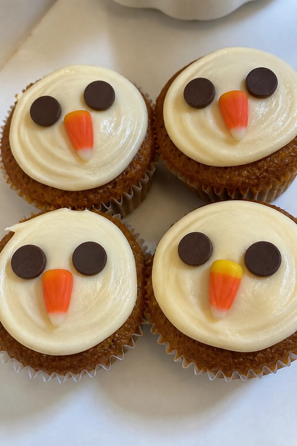 Owl Face Pumpkin Cupcakes