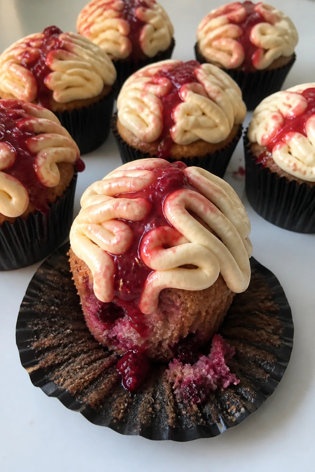 Zombie Brain Raspberry Cupcakes