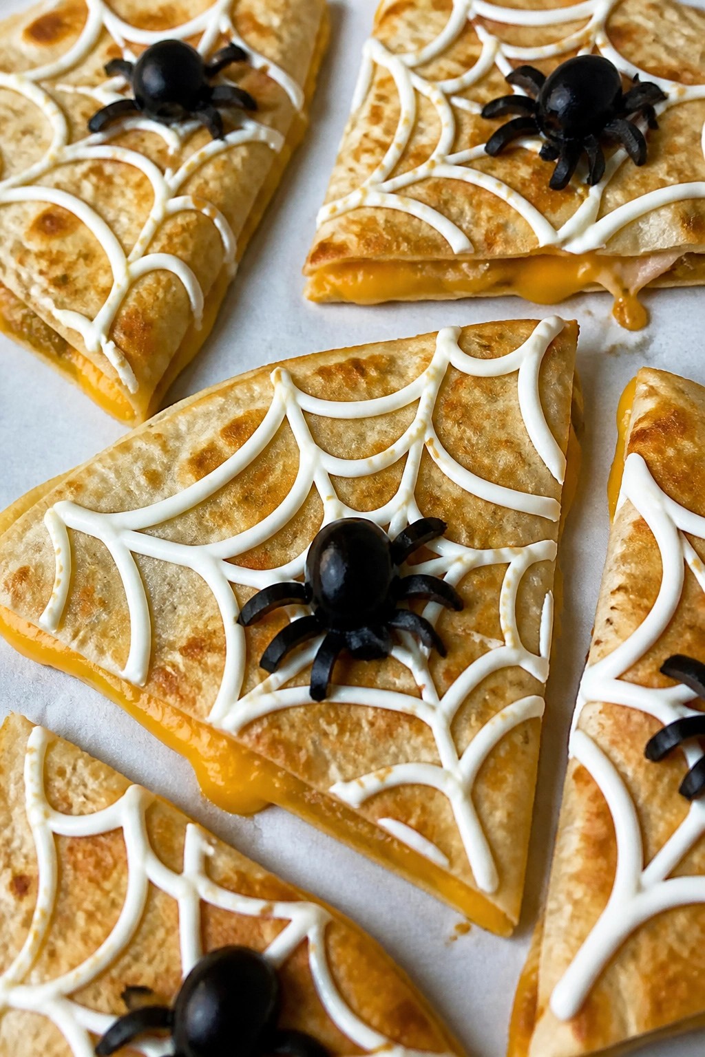 Spiderweb Quesadilla Triangles